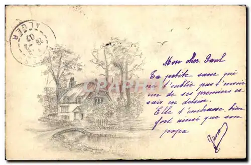 Cartes postales Fantaisie (dessin a la main) Maison