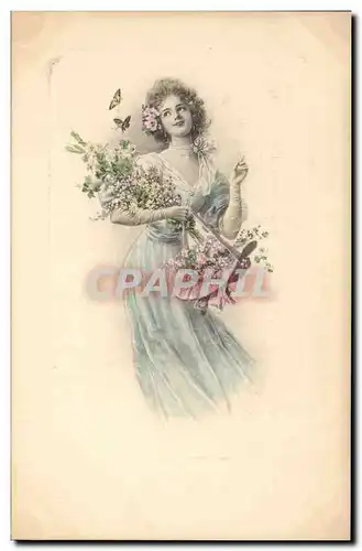 Cartes postales Fantaisie Femme Papillons