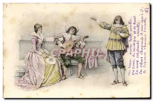 Cartes postales Fantaisie Femme Troubadours