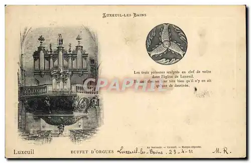 Cartes postales Orgue Luxeuil les Bains Buffet D&#39orgues les trois poissons