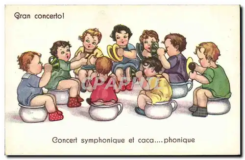 Ansichtskarte AK Fantaisie Enfants Enfant Bebe Concert symphonique et caca phonique