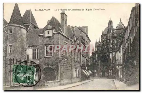 Cartes postales Palais de justice Alencon Le Tribunal de Commerce et l&#39Eglise Notre Dame