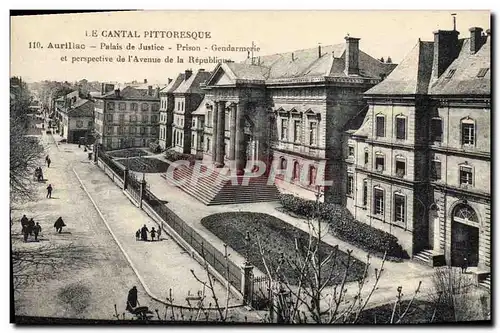 Cartes postales Palais de justice Aurillac Prison Gendarmerie et perspective de l&#39Avenue de la Republique