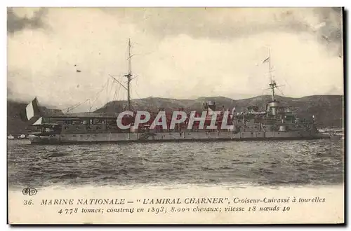 Cartes postales Bateau de Guerre L&#39Amiral Charner Croiseur Cuirasse a tourelles