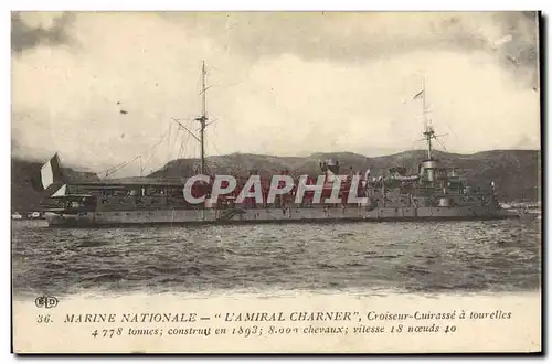 Cartes postales Bateau de Guerre L'Amiral Charner Croiseur Cuirasse a tourelles