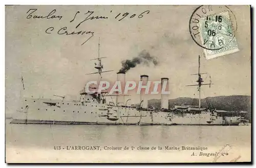 Ansichtskarte AK Bateau de Guerre L&#39Arrogant Croiseur de 2eme Classe de la Marine britannique