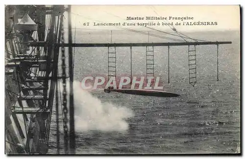 Cartes postales Bateau de Guerre Lancement d&#39une torpille a bord de l&#39Algesiras