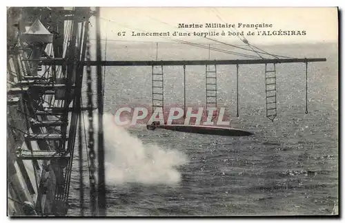 Cartes postales Bateau de Guerre Lancement d'une torpille a bord de l'Algesiras