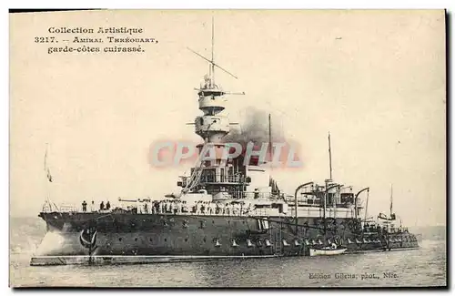 Ansichtskarte AK Bateau de Guerre Amiral Trehouart Garde Cotes Cuirasse