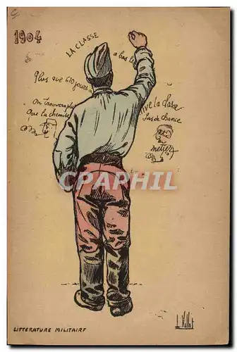 Cartes postales Fantaisie Illustrateur Vallet 1904 Litterature militaire Militaria