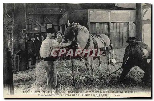 Ansichtskarte AK Mine Mines St Etienne Descente d&#39un cheval dans la mine TOP