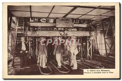 Cartes postales Mine Mines Mineurs descendant dans la mine