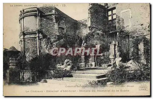 Cartes postales Chateau Escalier d&#39honneur Statues du Rhone et de la Saone Grignan