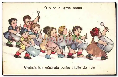 Cartes postales Fantaisie Enfant Pot Mobilisation generale contre l&#39huile de ricin