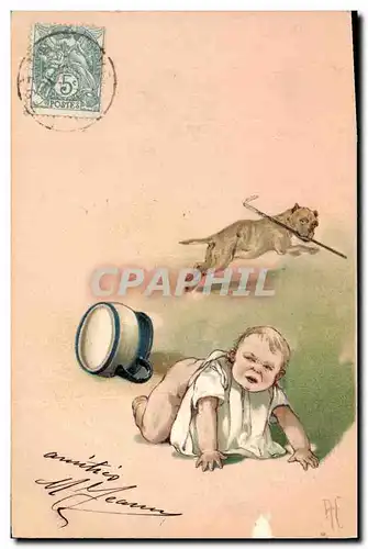 Cartes postales Fantaisie Enfant Pot Chien