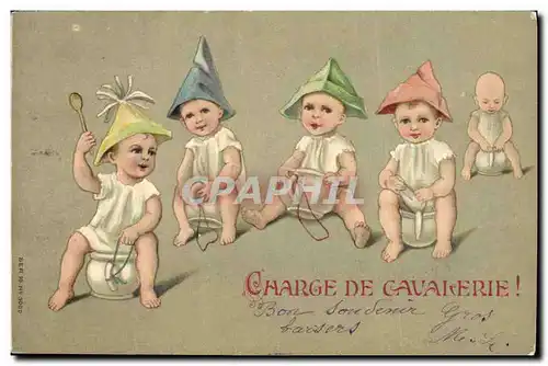 Cartes postales Fantaisie Enfant Pot Charge de cavalerie