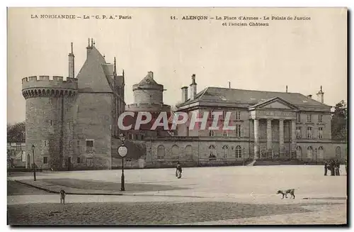 Cartes postales Palais de Justice et l&#39ancien chateau La Place d&#39armes Alencon