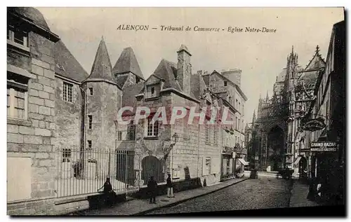 Cartes postales Palais de Justice Alencon Tribunal de Commerce Eglise Notre Dame Grand Bazar