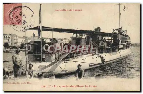 Ansichtskarte AK Bateau de Guerre L&#39Arc Contre torpilleur le lavage