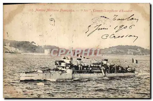 Cartes postales Bateau de Guerre Arc Contre Torpilleur d'escadre