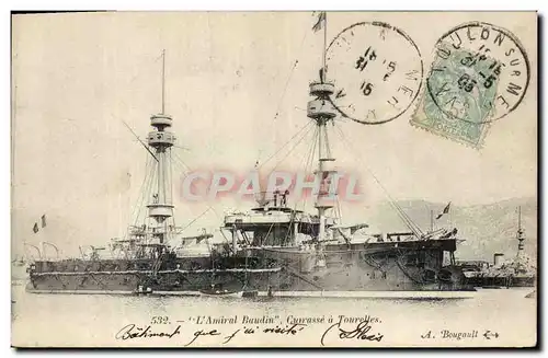 Cartes postales Bateau de Guerre Amiral Baudin Cuirasse a tourelles