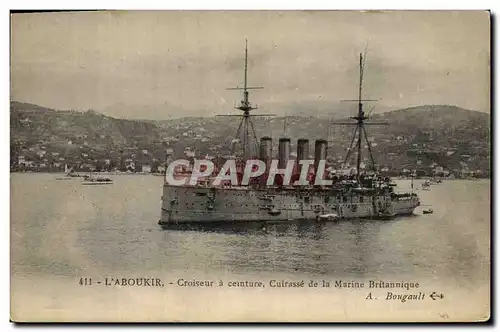 Ansichtskarte AK Bateau de Guerre Aboukir Croiseur a ceinture Cuirasse de la Marine britannique