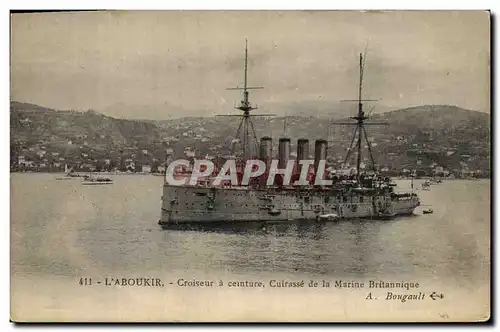 Cartes postales Bateau de Guerre Aboukir Croiseur a ceinture Cuirasse de la Marine britannique