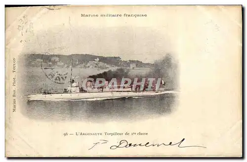 Cartes postales Bateau de Guerre L&#39Argonaute Torpilleur de 1ere classe