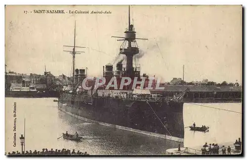 Cartes postales Bateau de Guerre Saint Nazaire Le cuirasse Amiral Aube