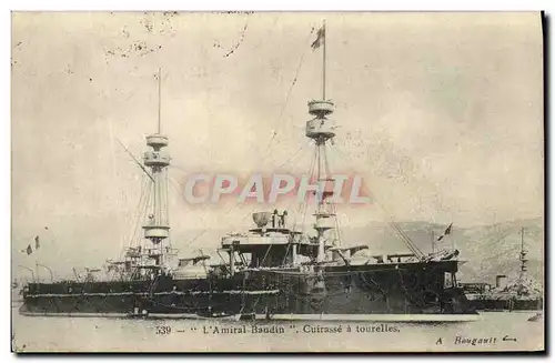 Cartes postales Bateau de Guerre Amiral Baudin Cuirasse a tourelles