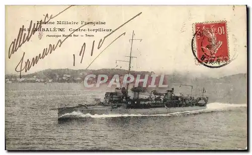 Ansichtskarte AK Bateau de Guerre Arbalete Contre torpilleur