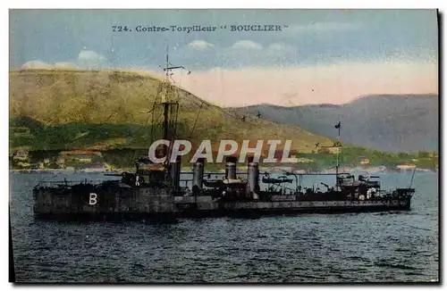 Cartes postales Bateau de Guerre Contre torpilleur Bouclier