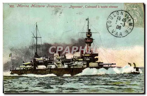 Cartes postales Bateau de Guerre Brennus Cuirasse a toute vitesse