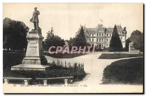 Cartes postales Monument Sommeillier et Prefecture Annecy