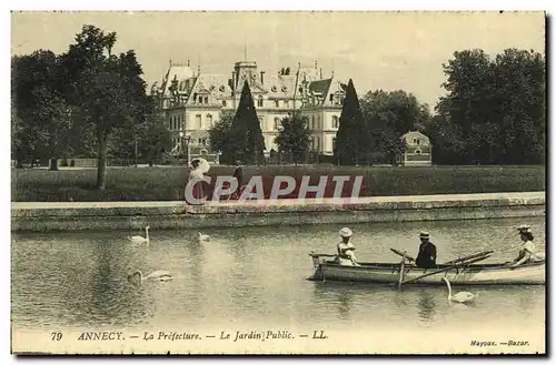 Cartes postales Prefecture Annecy Le jardin public Cygnes Velo Cycle Barque