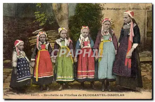 Ansichtskarte AK Folklore Brochette de fillettes de Plougastel Daoulas