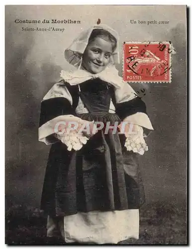 Ansichtskarte AK Folklore Costume du Morbihan Un bon petit coeur Sainte Anne d&#39Auray