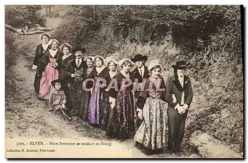 Cartes postales Folklore Elven Noce bretonne se rendant au Bourg Mariage