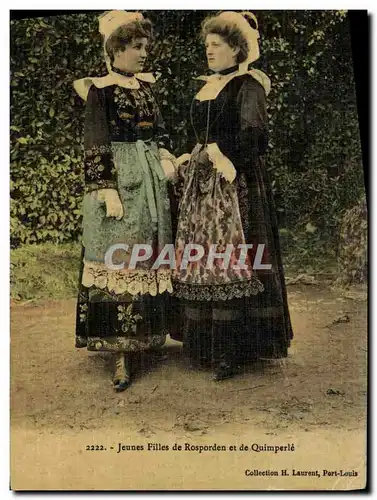 Cartes postales Folklore Jeunes filles de Rosporden et de Quimperle (carte toilee)