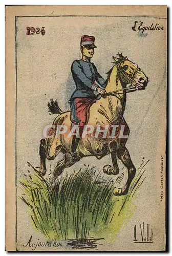 Cartes postales Militaria 1904 L&#39equitation Aujourd&#39hui