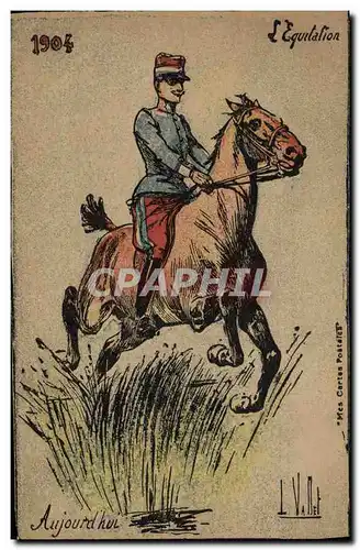 Cartes postales Militaria 1904 L&#39equitation cheval Aujourd&#39hui