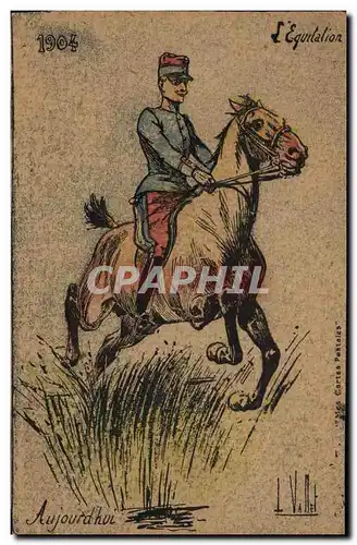 Cartes postales Militaria 1904 L&#39equitation Cheval
