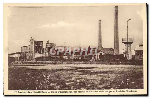 Cartes postales Mine Mines Industries Houillieres Usine d&#39exploitation des residus de charbon et de ses gaz e
