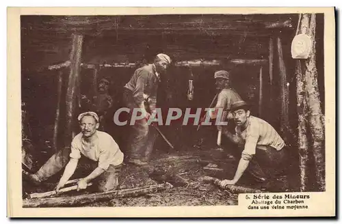 Cartes postales Mine Mines Mineurs Abattage du charbon dans une veine moyenne