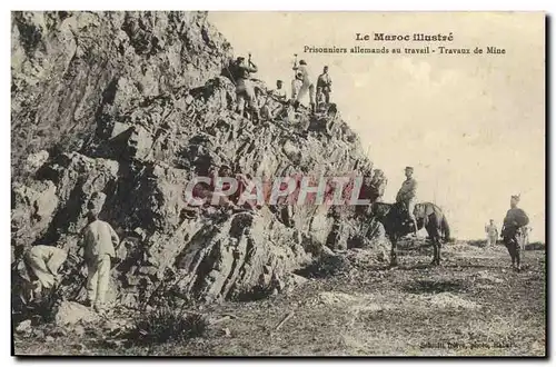 Cartes postales Mine Mines Maroc Prisonniers allemands au travail Travaux de mine
