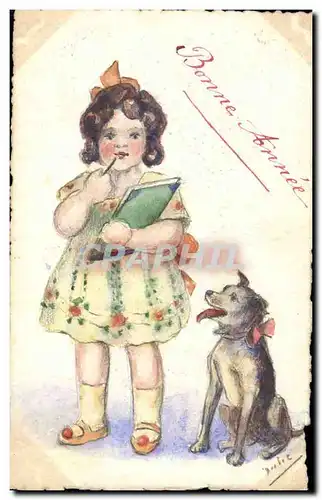 Cartes postales Fantaisie (dessin a la main) Enfant Chien