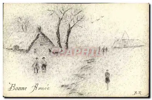 Ansichtskarte AK Fantaisie (dessin a la main) Village