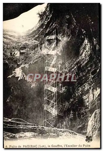 Cartes postales Grotte Grottes Puits de Padirac Le Gouffre l&#39escalier du puits