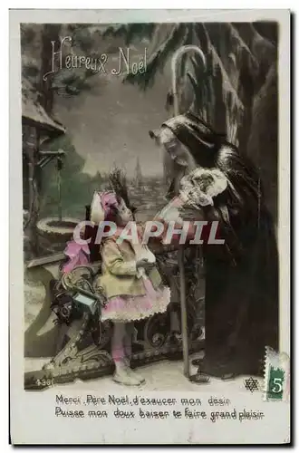 Cartes postales Fantaisie Pere Noel Enfant Poupee