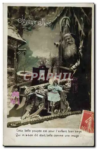 Cartes postales Fantaisie Pere Noel Poupee
